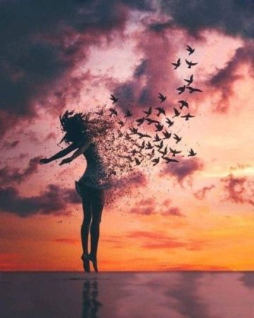 image d'une femme s'envolant en oiseaux